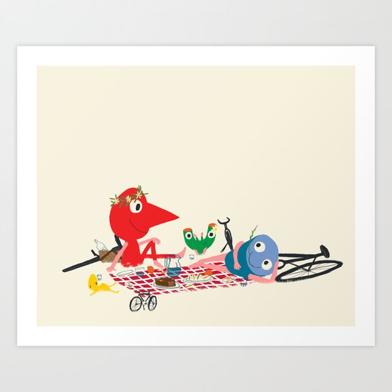Bikers Picnic Art Print