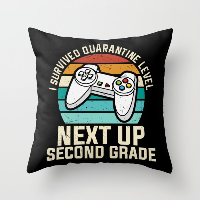 I Survived Quarantine Level Second Grade Throw Pillow