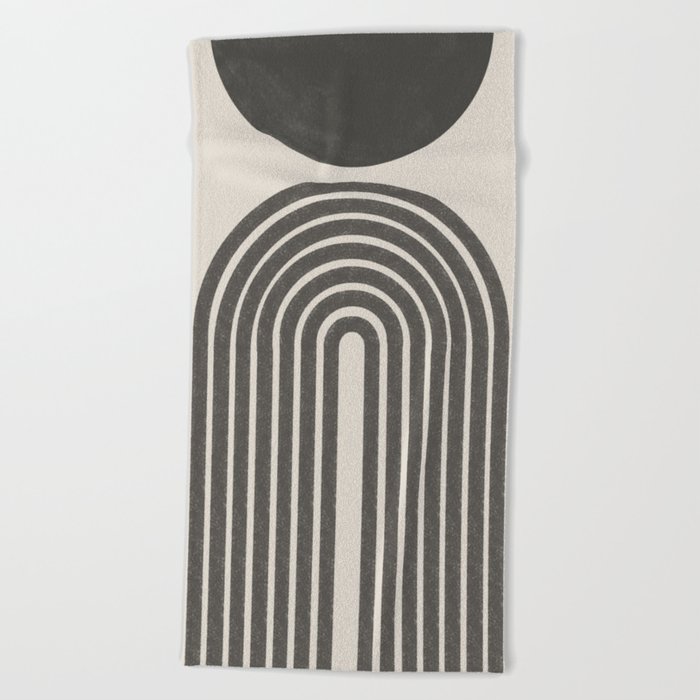 Mid Century Modern Beige and Black  Beach Towel