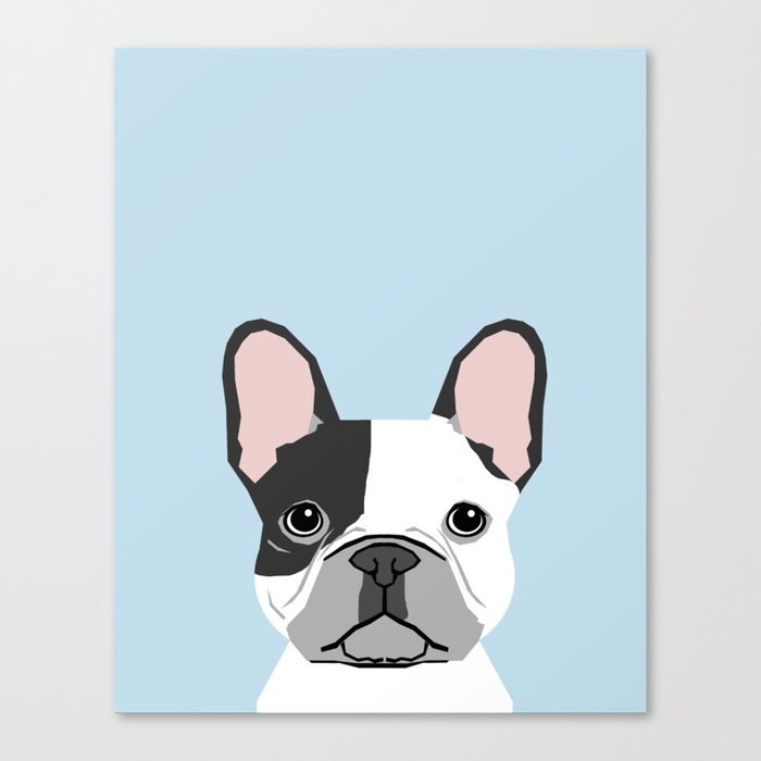French Bulldog Art Portrait Aqua Light Blue Cute Dog Design