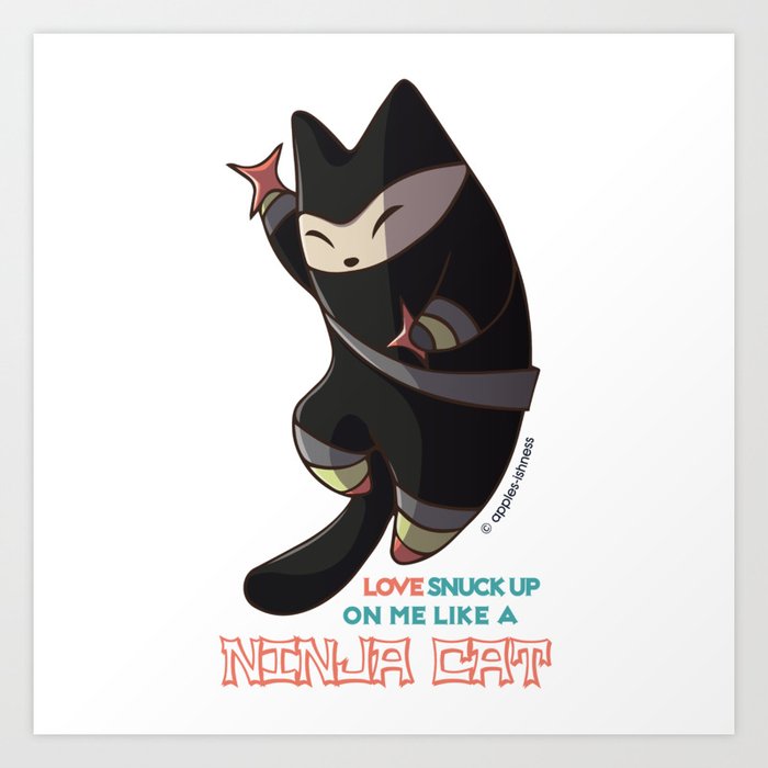 Ninja Cat of Love Art Print