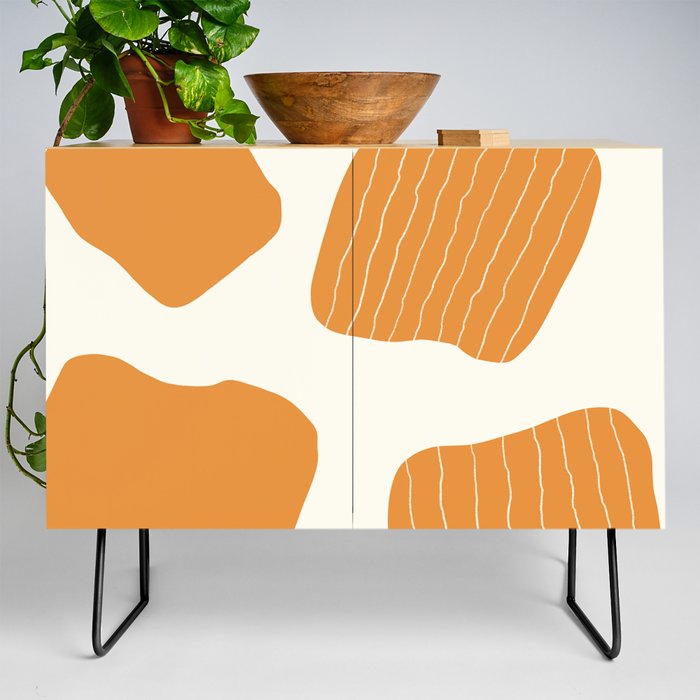 Mid century modern simple color stones with stripes 2 Credenza