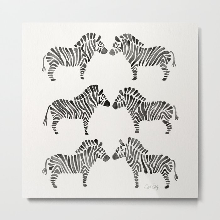 Zebras – Black & White Palette Metal Print
