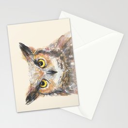 Owl Great Horned Owl Watercolor Stationery Card