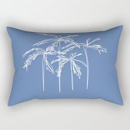 PalmTree - Blue White Minimalistic Line Art Design Pattern Rectangular Pillow