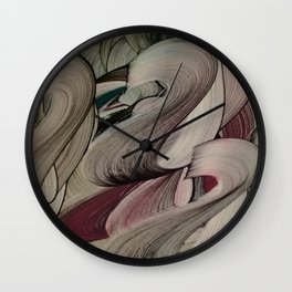 Kaka Wall Clock | Abstract, Modern, Watercolor, Pattern, Red, Feathers, Pop Art, Silky, Vintage, Colorful 