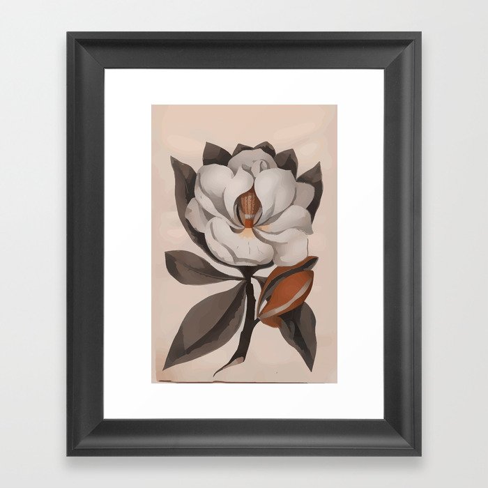 Vintage Magnolia Blossom Botanical Floral Print Framed Art Print