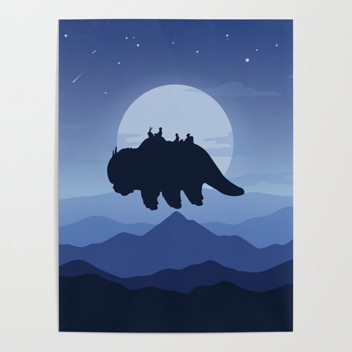 Appa Night Sky Flying Bison ATLA Poster