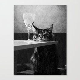 The Nightwatch Cat at the Absinthe bar black and white photograph / art photography Canvas Print