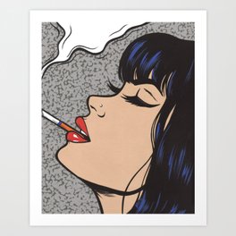 Smoking Pop Art Comic Girl Art Print
