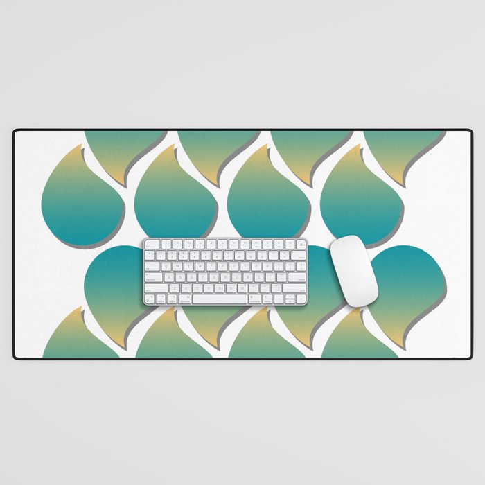 Sand and Sea Turquoise and Yellow Geometric Design Desk Mat
