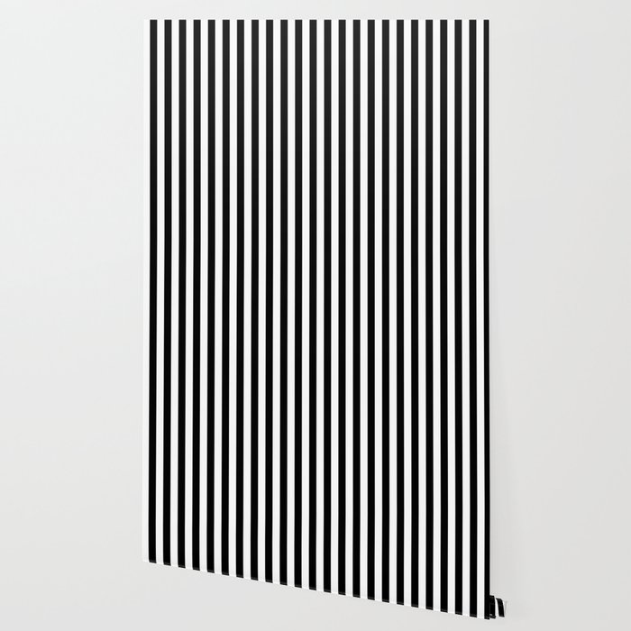 Black And White Vertical Stripes Classic Cabana Stripe Wallpaper