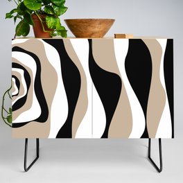 Ebb and Flow 4 - Taupe, Black and White Credenza