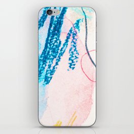 Geometric Abstract Navy Blue Teal Pink Crayon Watercolor Brushstrokes iPhone Skin
