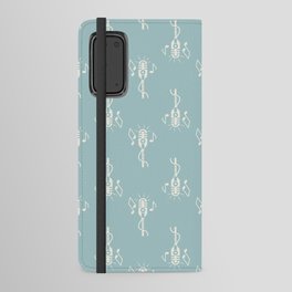 Retro Microphone Pattern on Sage Turquoise Green Android Wallet Case