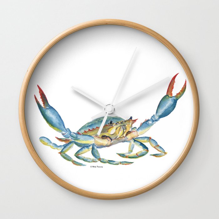 Colorful Blue Crab Wall Clock