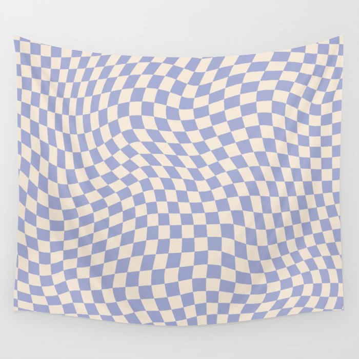 Calming Chequered Swirl in Moody Lavender Wall Tapestry