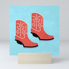 Vintage Red Cowboy Boots Mini Art Print