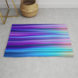 Abstract Purple and Teal Gradient Stripes Pattern Area & Throw Rug