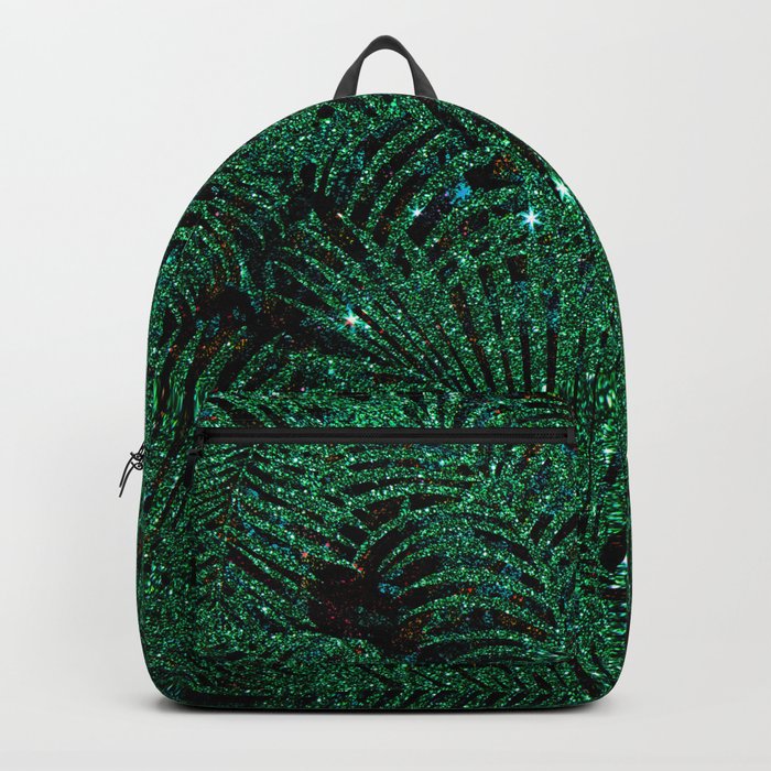Elegant tropical emerald green glitter palm tree Backpack