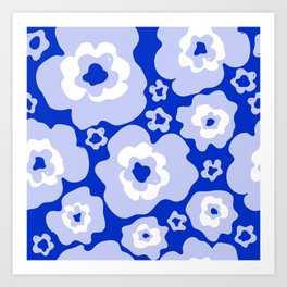 Abstract Blue Flower Pattern 03 Art Print