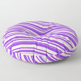 [ Thumbnail: Purple & Light Yellow Colored Stripes/Lines Pattern Floor Pillow ]