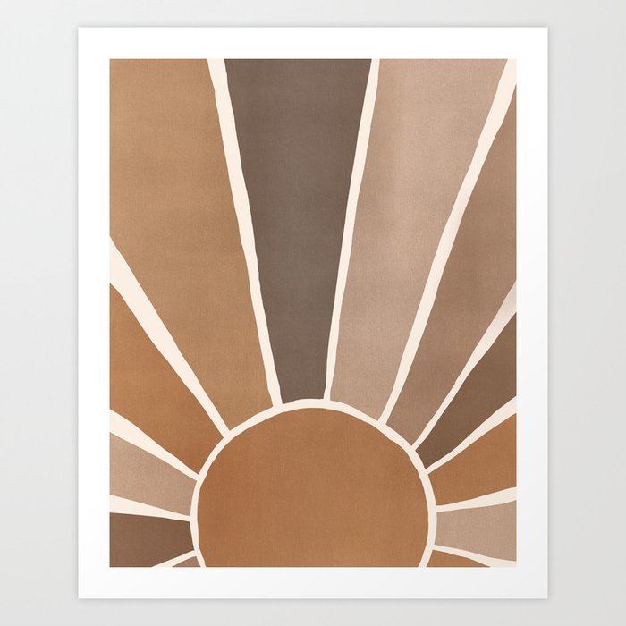 Neutral Earth Tones Boho Sun Decor Art Print