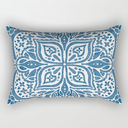 Indigo Blue Folk art Orange Blossoms Rectangular Pillow