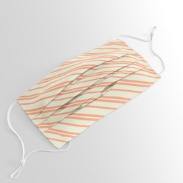 [ Thumbnail: Light Salmon and Beige Colored Stripes/Lines Pattern Face Mask ]