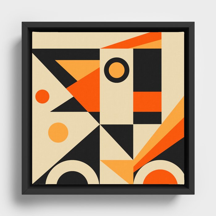 Happy Geometric Abstraction Framed Canvas