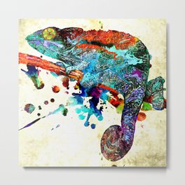 Chameleon Metal Print | Watercolor, Abstract, Lizard, Popart, Other, Digital, Painting, Chameleon, Colorfulanimals, Chameleons 
