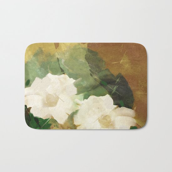 White Flowers Bath Mat