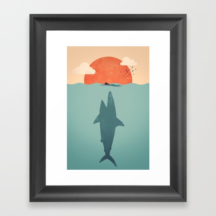 Shark Attack Framed Art Print