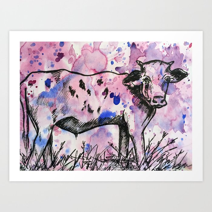 Purple Cow Art Print By Juliealemons Society6