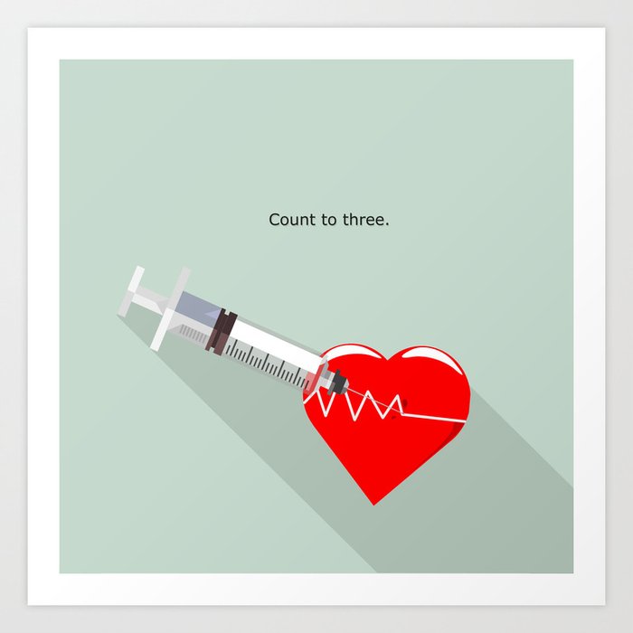 Shot to the heart - Pulp fiction Overdose Needle Scene needle for injection  Art Print