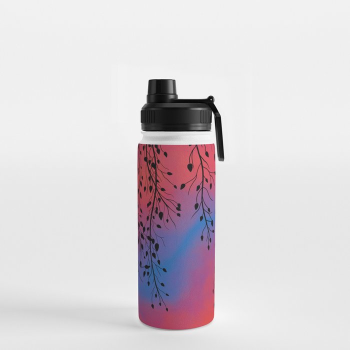 Bright Red Sunset with Vines Water Bottle