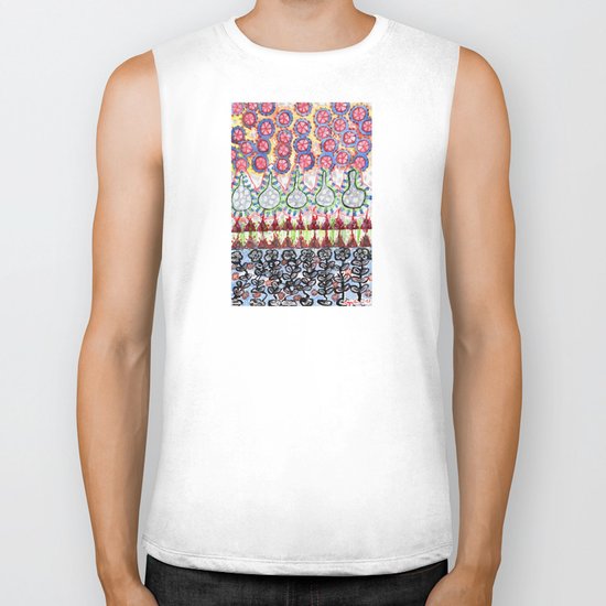 Garden with Silver Flowers and Flower Bulbs Biker Tank