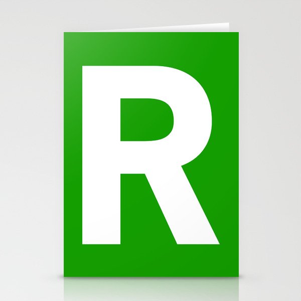 Letter R (White & Green) Stationery Cards