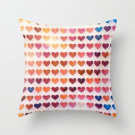 Rainbow Hearts Red Blue Orange Throw Pillow
