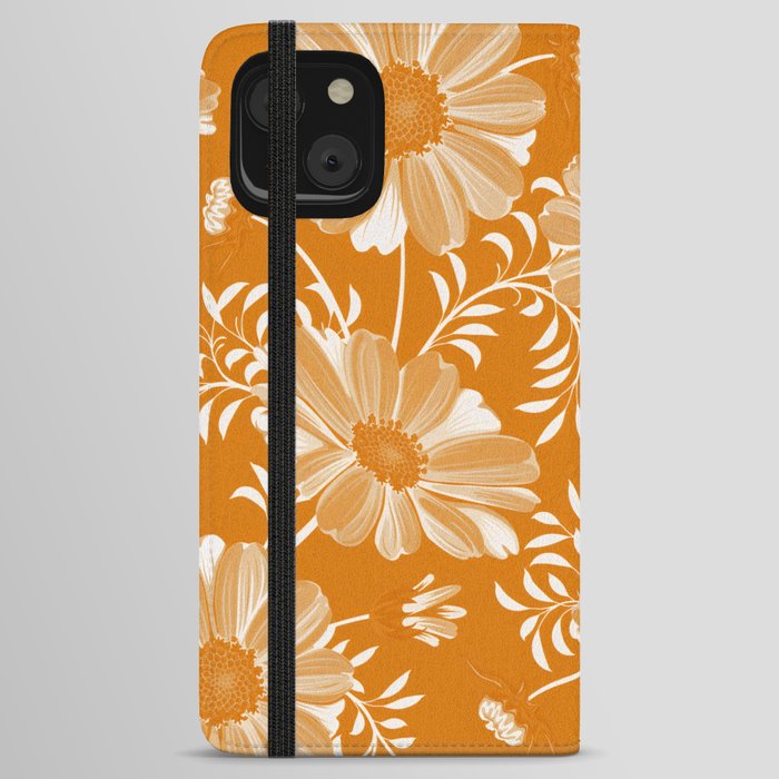 Floral Flourish in Orange iPhone Wallet Case