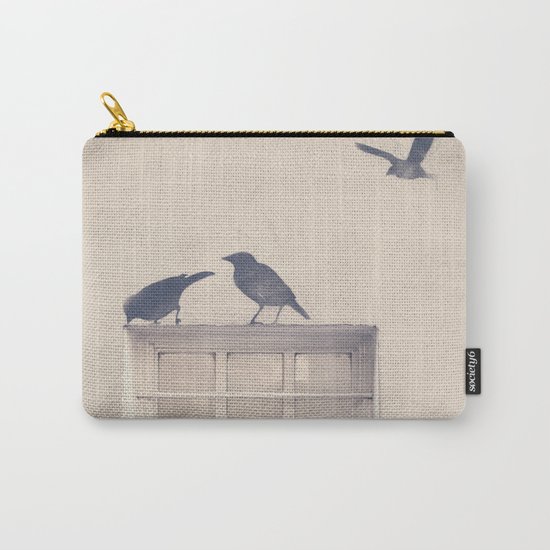 Let me be a bird in your window - vintage retro, beige cream, urban, black and white photography Carry-All Pouch