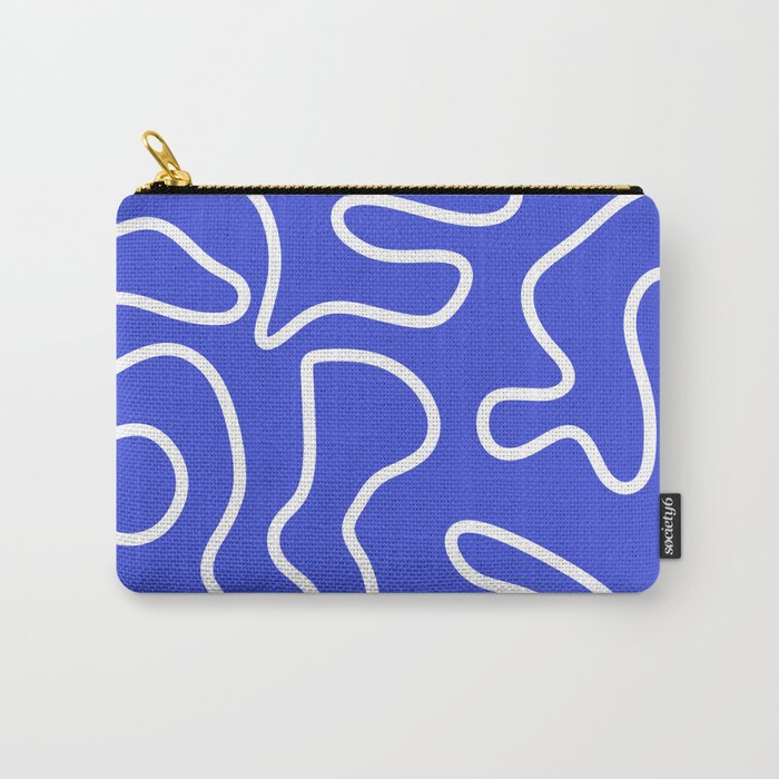 Squiggle Maze Abstract Minimalist Pattern in Electric Blue and White Carry-All Pouch