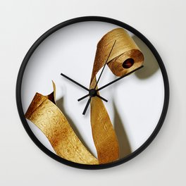 Gold Toilet Paper Wall Clock | Art, Bathroom, Roll, Photo, Shadow, Gold, Studio, Toilet, Color, Suspended 