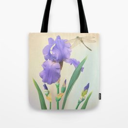 Wild Iris and Dragonfly Tote Bag