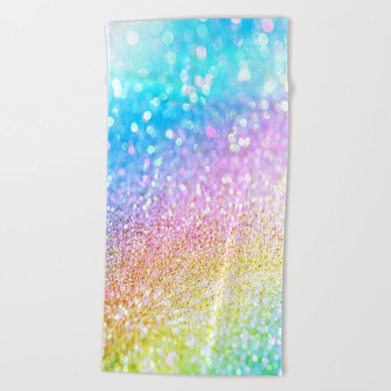 rainbow glitter Beach Towel