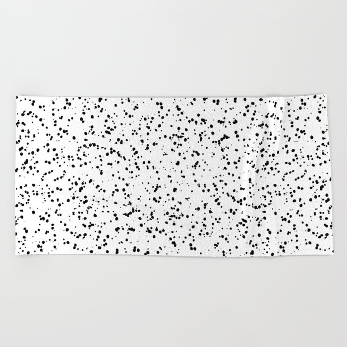 Speckles I: Double Black on White Beach Towel