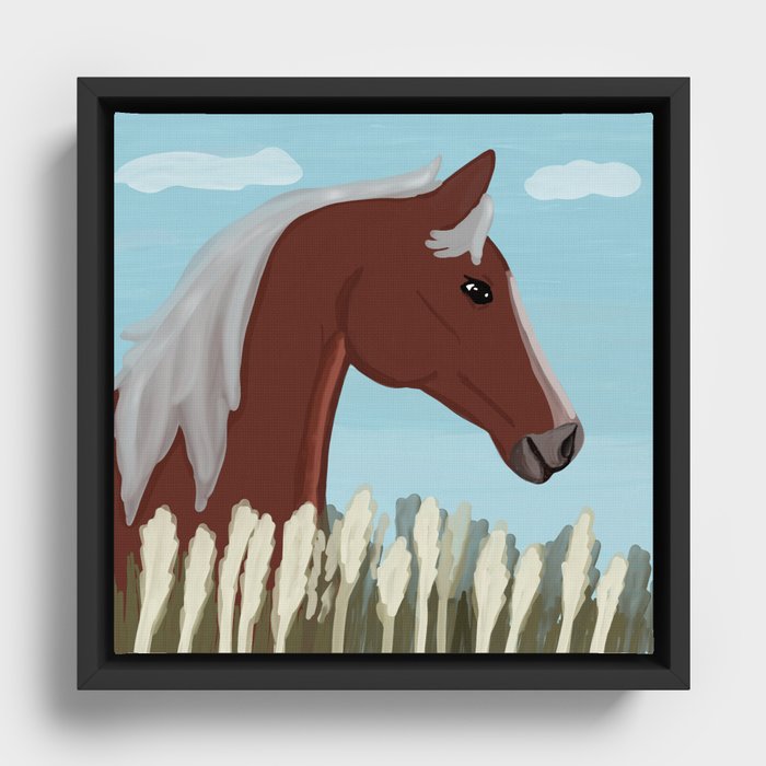 Watercolor horse head Framed Canvas