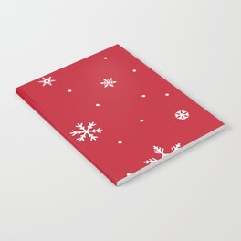 Red Christmas Vibes Pattern Snow Flakes Notebook