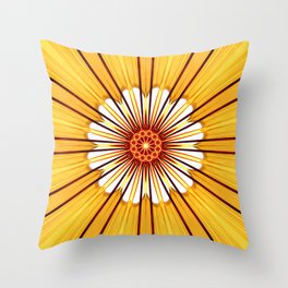 Dramatic rays from a fabulous yellow universe abstract celestial glowing red sun. Throw Pillow