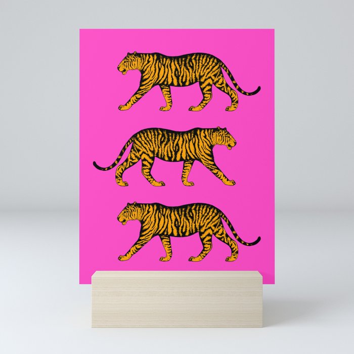Tigers (Magenta and Marigold) Mini Art Print